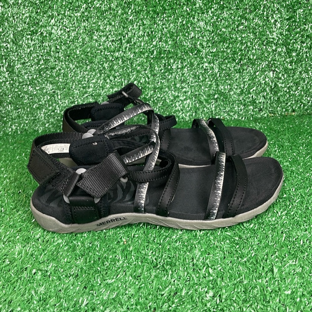 Merrell Womens Terran 3 Cush Cross J002704 Black Hook And Loop Sport Sandal Sz 7